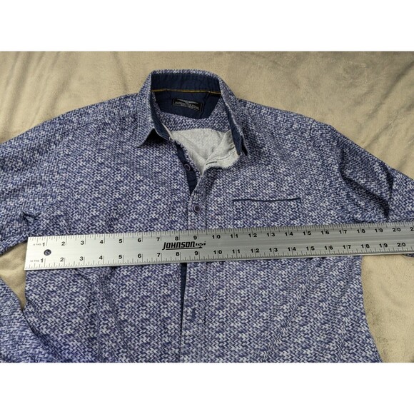 Across The Pond Diamond Button Down Long Sleeve Blue Dress Shirt Mens SZ: M - Picture 10 of 11